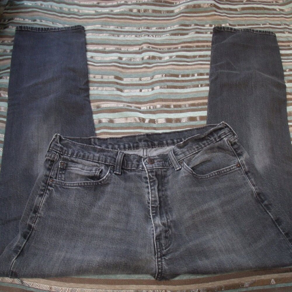 Vintage LEVI'S 505 Black Label Black/Gray Med Wash Straight Denim Jeans 36 x 32